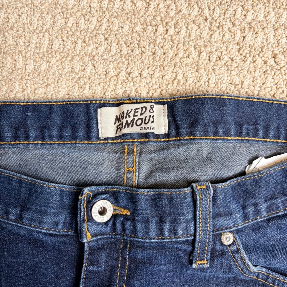 Naked & Famous Stacked Guy Deep Indigo Stretch Selvedge Jeans Blue 38 (36x30) - Picture 6 of 8